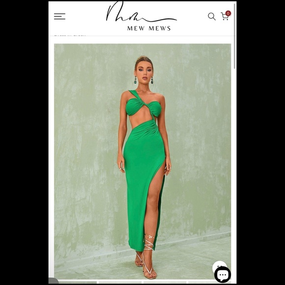 NWT Mew Mews Berenice One Shoulder Cutout Maxi Dress In Green - Picture 3 of 4